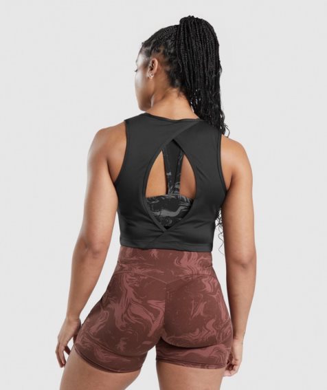 Women's Gymshark GS Power Open Back Cropped Tanks Black | CA 73A5D6